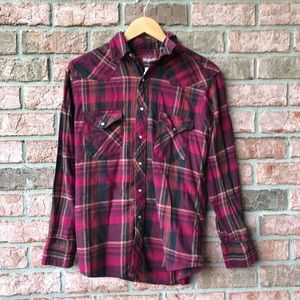 Vintage Red Pearl Snap Wrangler Flannel (M)
